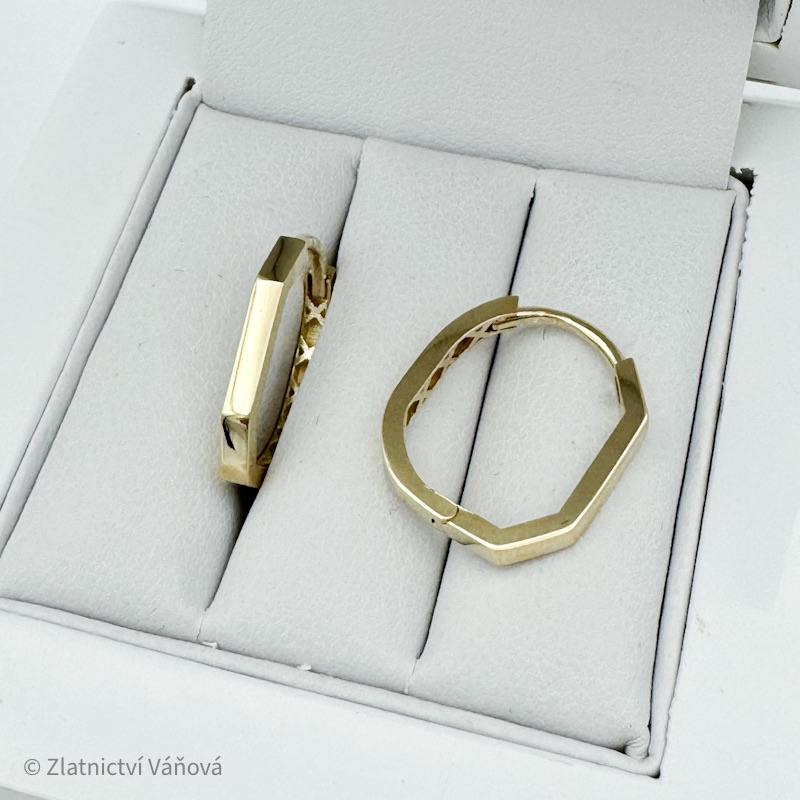 Žluté zlato náušnice kroužky dvoustranné